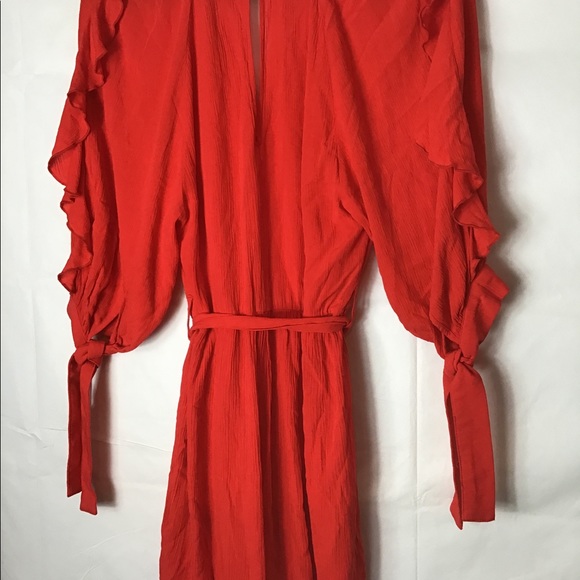 H&M red ruffle  sleeve shorts romper size 6 - Picture 6 of 10